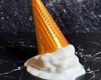 3D Printed Melted Vanilla Ice Cream Cone Produced by 3D Kitchen Art