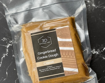 Organic Gingerbread Cookie Dough "Classic" Ready-to-Bake (Roll Out) Produced by 3D Kitchen Art  (1.8 lb +-680g) Vacuum Sealed