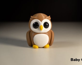 Juguete antiestrés impreso en 3D articulado con búho bebé
