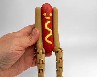 Hot Dog Pal Articulated, Flexible 3D Printed Fidget Toy for 3D Printed Gift Fidget Toy for Kids