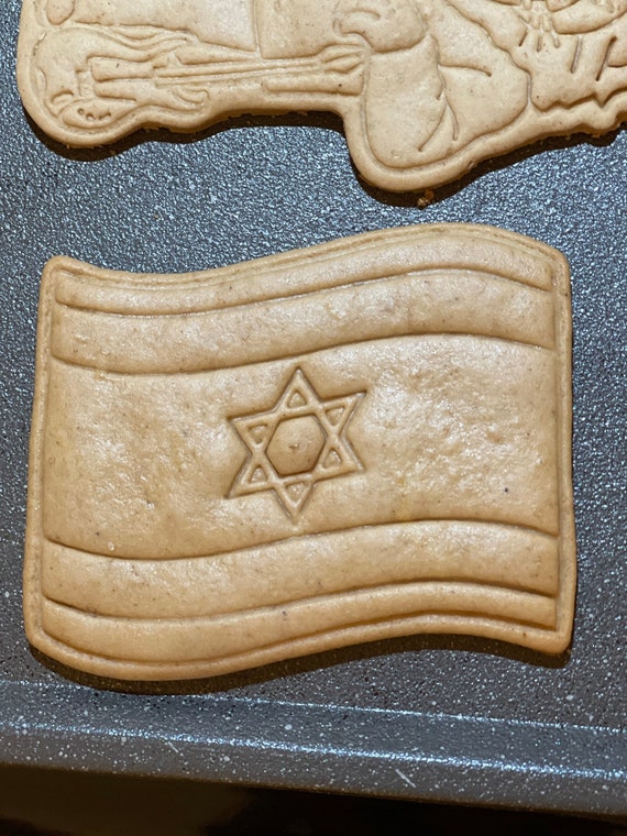 Israel Flag & Emblem Cookie Cutters Set Of 2 - 4 Inch 3D Kitchen Art Baking Tools