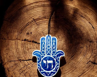 Hamsa Chai Hand Ornament | Jewish decor | Spiritual decor | Boho decor | Wall decor | Yoga | Jewish Decoration