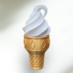 Goldene “Vanilla” Eistüte Box Produziert von 3D Kitchen Art 11 ”Zoll