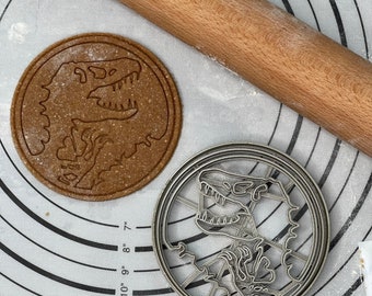 Molde para cortar galletas con el logotipo de Dinosaur Park, escala de 4 pulgadas, fabricado por 3D Kitchen Art