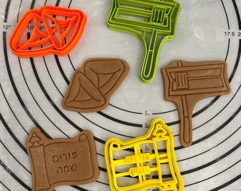 Juego de 3 cortadores y moldes de galletas de calidad prémium con forma de pergamino de Purim Hamentashen Humentashen Oznei Haman Megillat Esther de 3D Kitchen Art