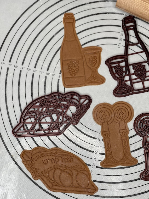 Set of 3 Shabbat, Shabbos, Shabbath Cookie Cutters & Molds Produced by 3D Kitchen Art