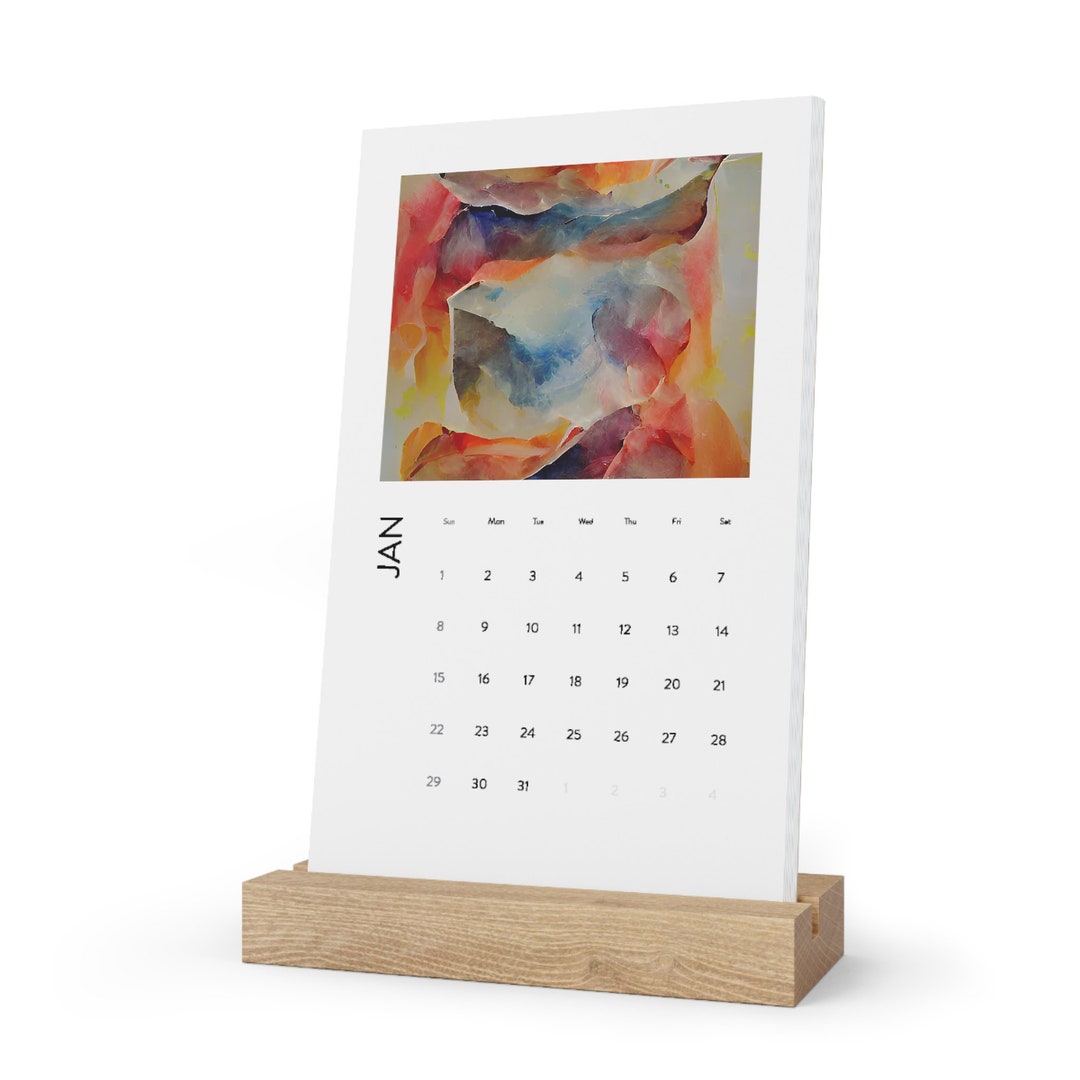 2023 Calendar Abstract Calendar Watercolor Art Desk Etsy
