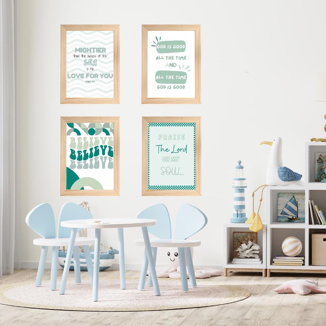 Christian Bible Verse Wall Art Set Baby Nursery Faith Based Playroom ...