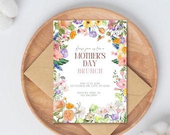 Floral Mother's Day Brunch Invitation | Editable Template (Digital Download)