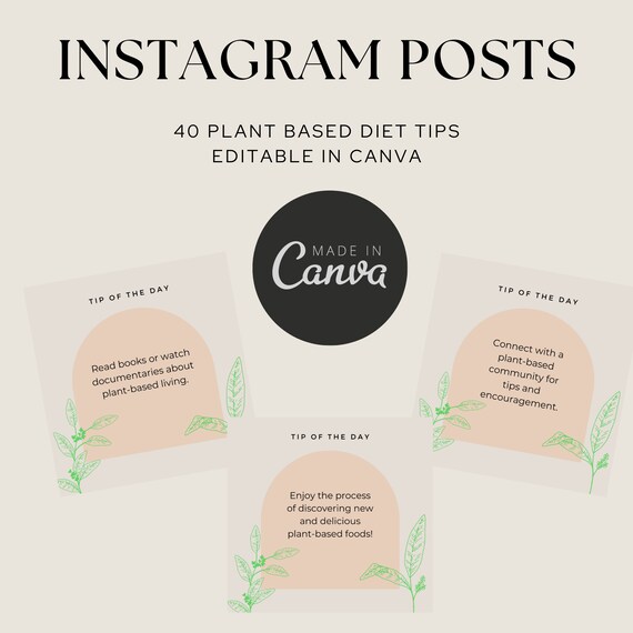 Instagram Posts, 40 Plant Based Diet Tips, Editable in Canva, Blogger Post  Template, Social Media Template. Change Color, Font, and Images. - Etsy  Israel