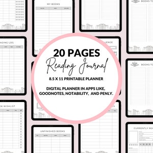 Reading Journal, book journal, reading log, reading tracker ,book tracker, 20 page reading journal, Digital Journal, student reading log.
