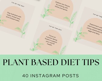 Instagram Posts, 40 Plant Based Diet Tips, Editable in Canva, Blogger Post  Template, Social Media Template. Change Color, Font, and Images. - Etsy