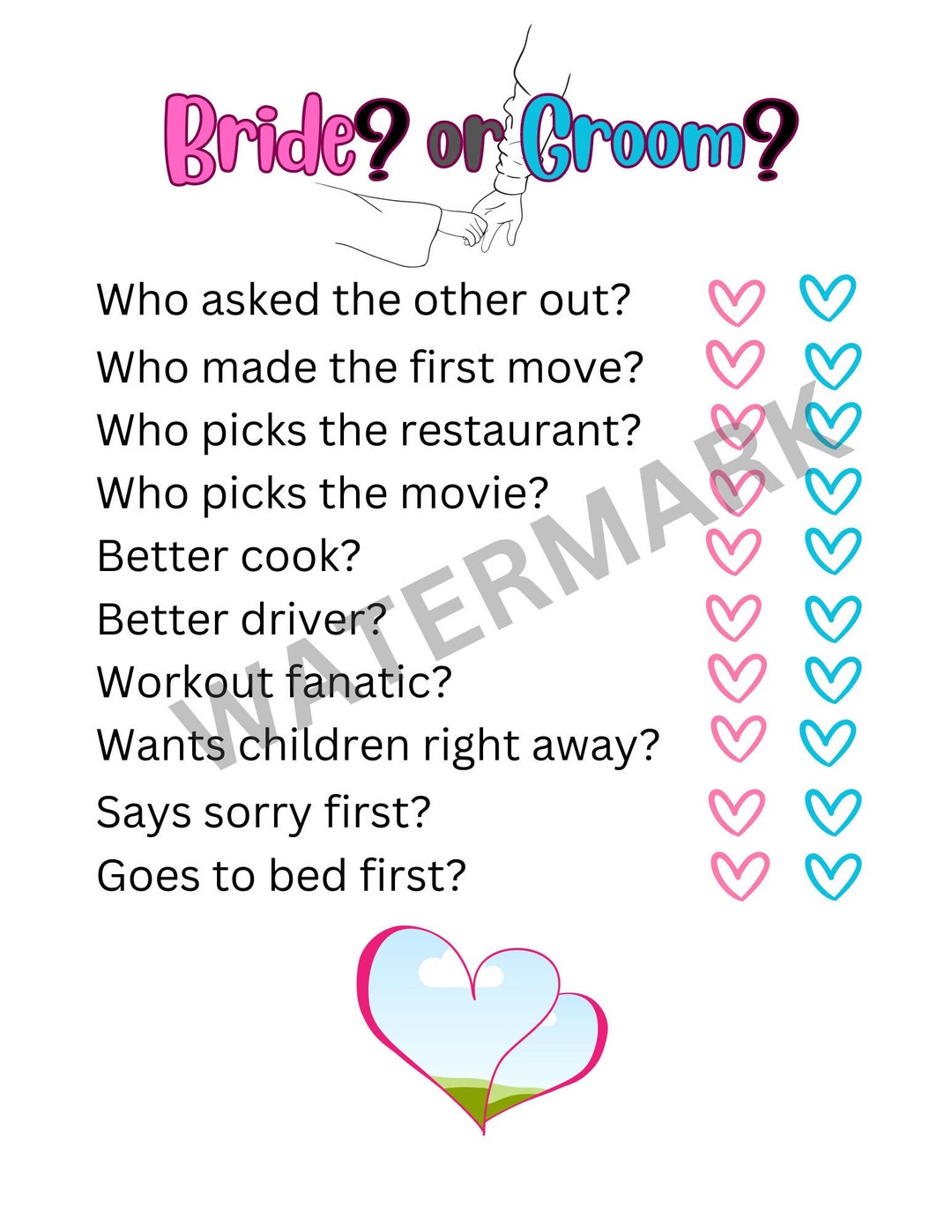 Jack and Jill Party Game/clean Bachelorette Party Game Etsy