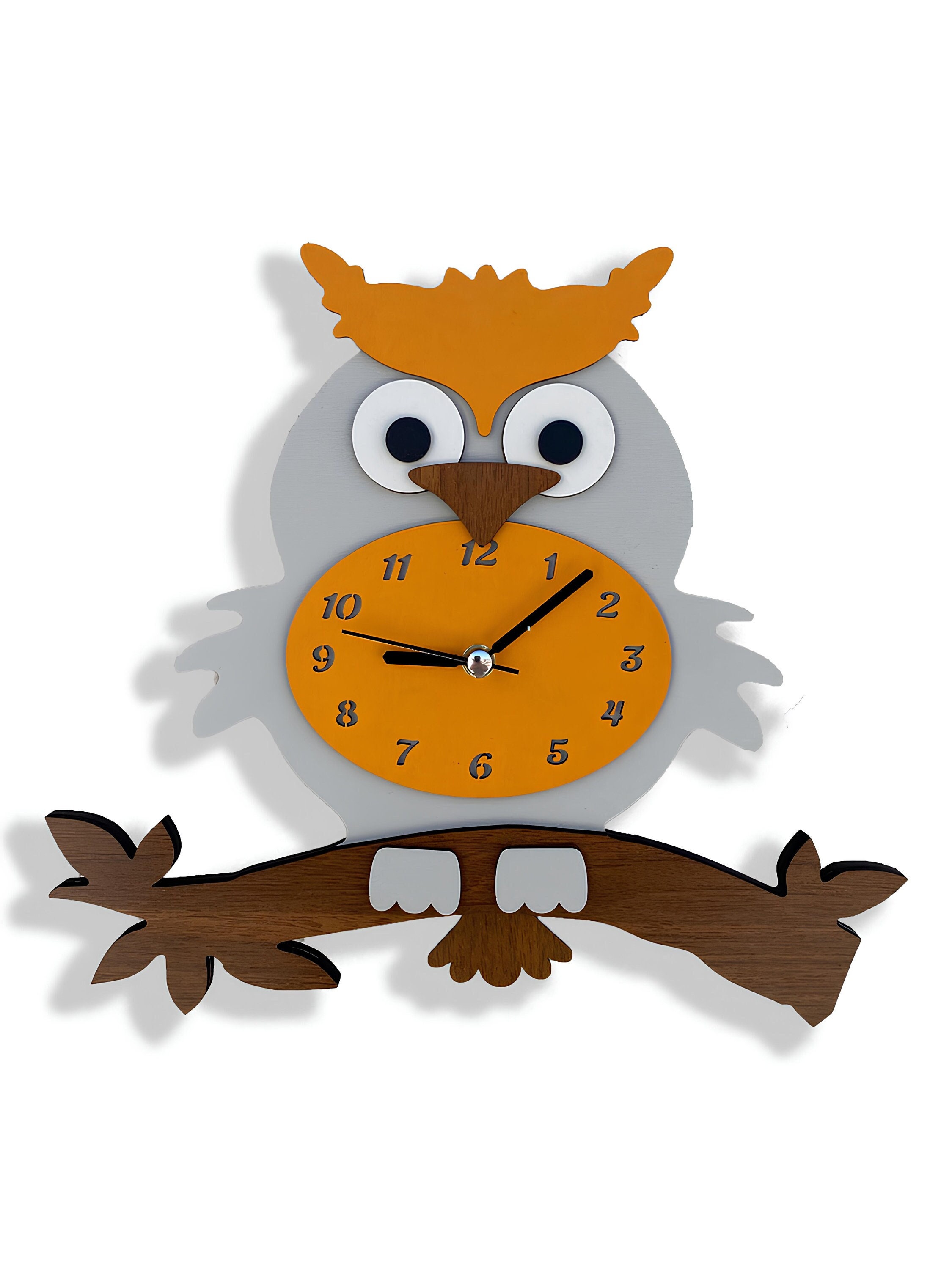 Owl Pendulum Wall Clock, Bird Wall Clock, Unique Wall Clock, Gift For Bird Lovers Gift For Kids, Woo