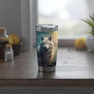 Wolf im Mondlicht 20 Unzen Becher
