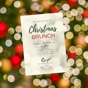 Editable Christmas Brunch Invitation - Brunch, Bubbly, and Festive Fun!  Perfect for Your Holiday Brunch Party, Christmas Invitation