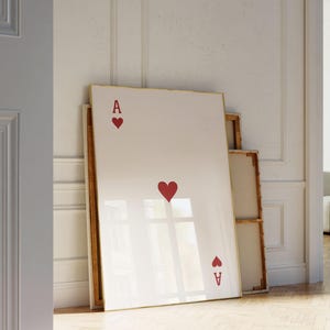 Ace of Hearts Wall Art Print, Retro Playing Card Poster (Digital Download)