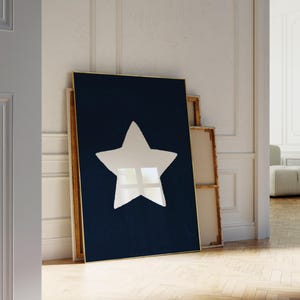 Retro Hand Drawn Star Wall Art, Digital Download Printable, Trendy Aesthetic Decor