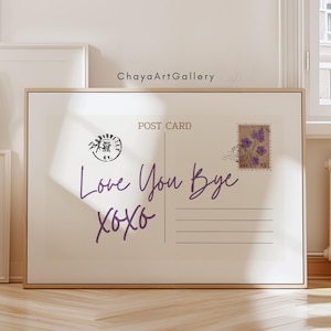 Love You Bye XoXo, schattige girly vintage ansichtkaartposter, horizontale muurkunstdruk, esthetiek retro appartement, trendy muurkunstprint