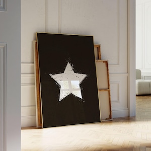 Retro Hand Drawn Star Wall Art, Digital Download Printable, Trendy Aesthetic Decor