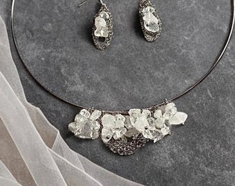 White Quartz Necklace and Earrings Set – Crystal Healing Jewelry