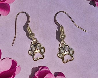 Paw Print Dangle Earrings – Minimalist Pet Lover Jewelry