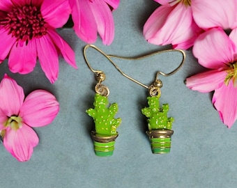 Lucky Cactus Earrings - Green Cacti Handmade Earrings