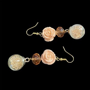 Rose Earrings - Unique Design Glass Pink Rose Earrings