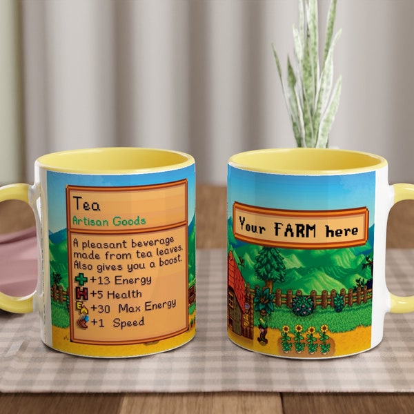 Stardew Valley Custom Mug | Personalised Video Game Gift | YOUR Farm Name | Coffee/Tea /Hot Chocolate/Green Tea | 11oz / 15oz