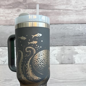 Octopus 40oz Engraved Tumbler | Cthulhu Travel Mug | D&D or RPG