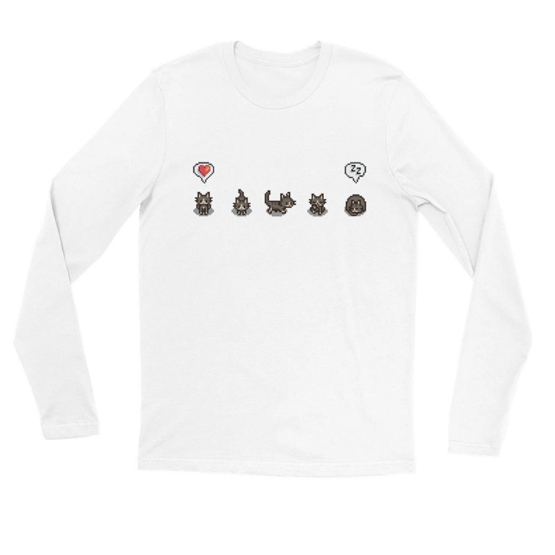 Stardew Valley Tee Grey Cats and Emotes Cosy Top Gaming Etsy