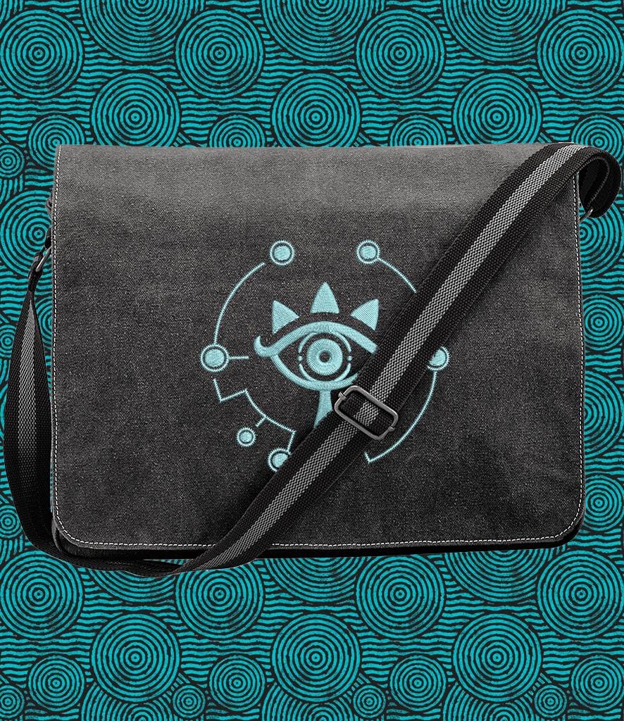 Zelda Sheikah Messenger Bag | Embroidered Luminous Eye | Glow in the Dark! | TOTK Laptop Bag | BOTW Embroidery