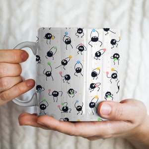 Soot Sprites Mug | Susuwatari Pattern | Dust Sprites | Spirited Away | 11oz/15oz | Studio Ghibli Gift Idea