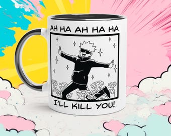 Jujutsu Kaisen Mug | Satoru Gojo | Ah ha ha | I&#39;ll Kill You! | Manga Panel | Anime 11oz Ceramic