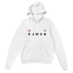 Stardew Valley Game Hoodie | Grey Cats and Emotes | Pixel Art Print | Cosy Sweater | Gaming Gift Idea