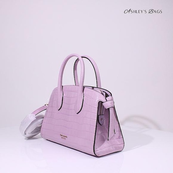 Kate Spade Knott Croc-embossed Medium Zip-top Satchel in Violet