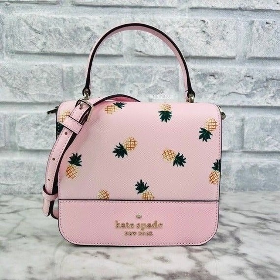 Kate Spade Staci Pineapple Print Square Crossbody Handbag 