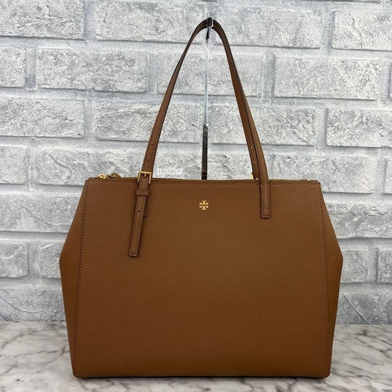 Tory Burch Emerson Large Double Zip Tote in Moose Brown