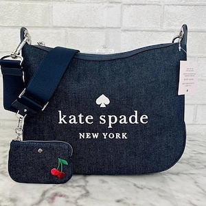 Kate Spade Denim Cherry Embroidered Rosie CrossbodyShoulder Bag & Coin Purse