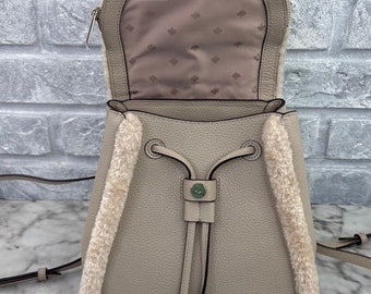 Kate Spade Cream Shearling Leila Backpack Limited Edition Kate Spade Leila Medium Flap Backpack Faux Shearling in  main image 3