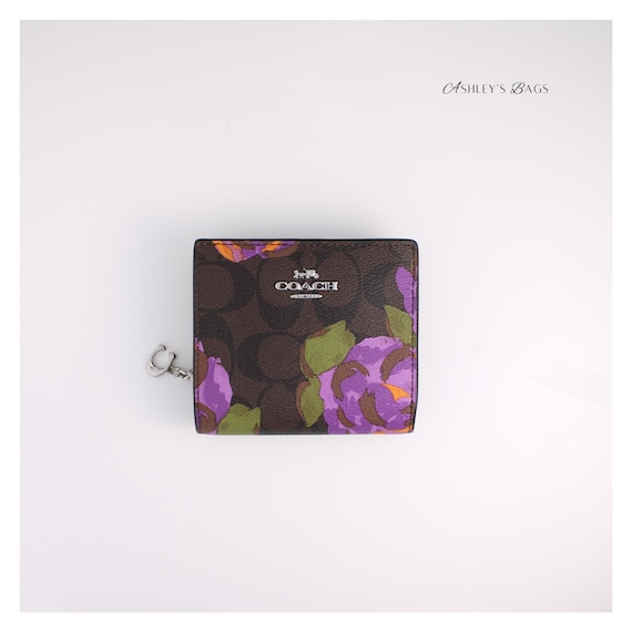 Coach Snap Wallet In Signature Canvas With Rose P… - image 1