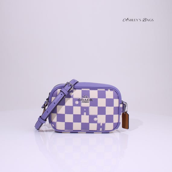 Mini camera bag with buffalo plaid print coach hotsell