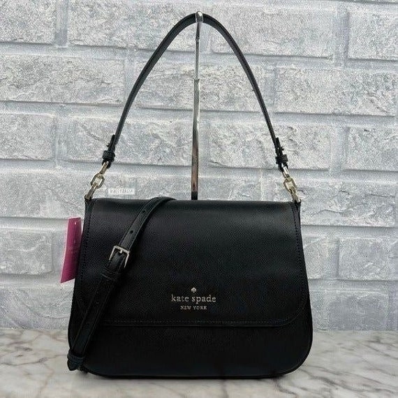 Kate Spade Staci Medium Saffiano Leather Top Zip Satchel Purse Crossbody  Black