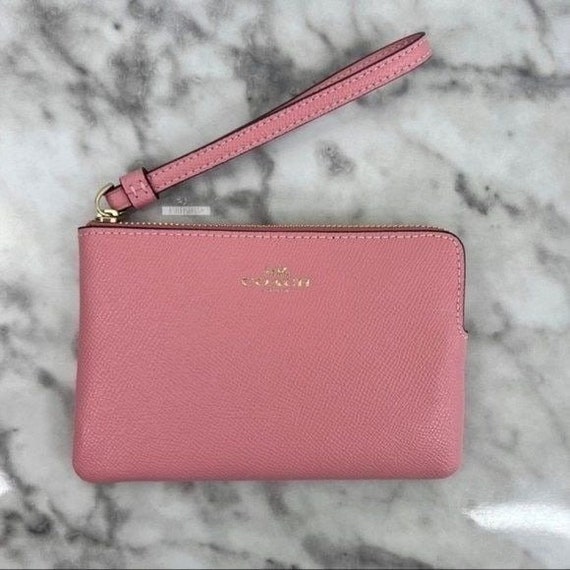 Coach Bubblegum Pink Corner Zip Wristlet Wallet 