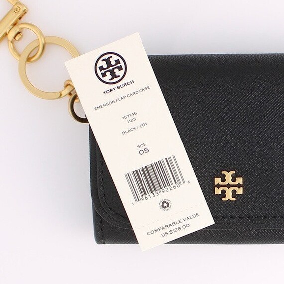 Tory Burch Emerson Shine Flap Card Case 168749 リング付き Tory Burch Emerson Printed Zip Card Case Wallet in Black - Etsy