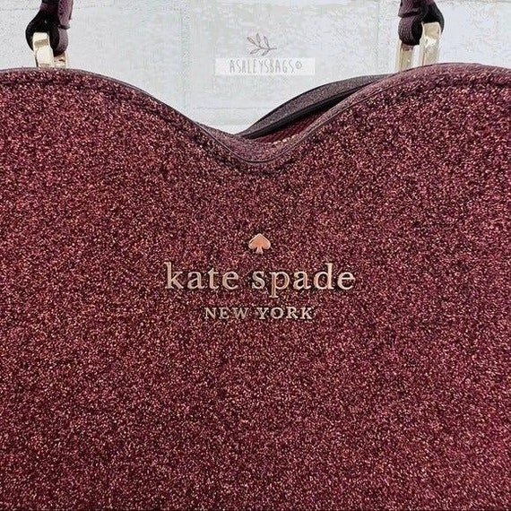 New Kate Spade Love Shack Glitter Heart Purse Crossbody Deep Nova