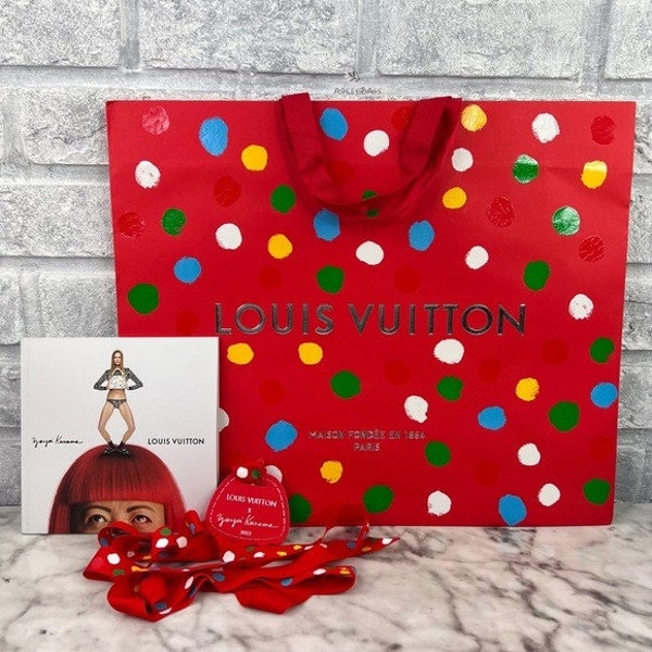 Louis Vuitton Limited Edition Yayoi Kusama Large Shopping Bag, Ribbon & Catalog