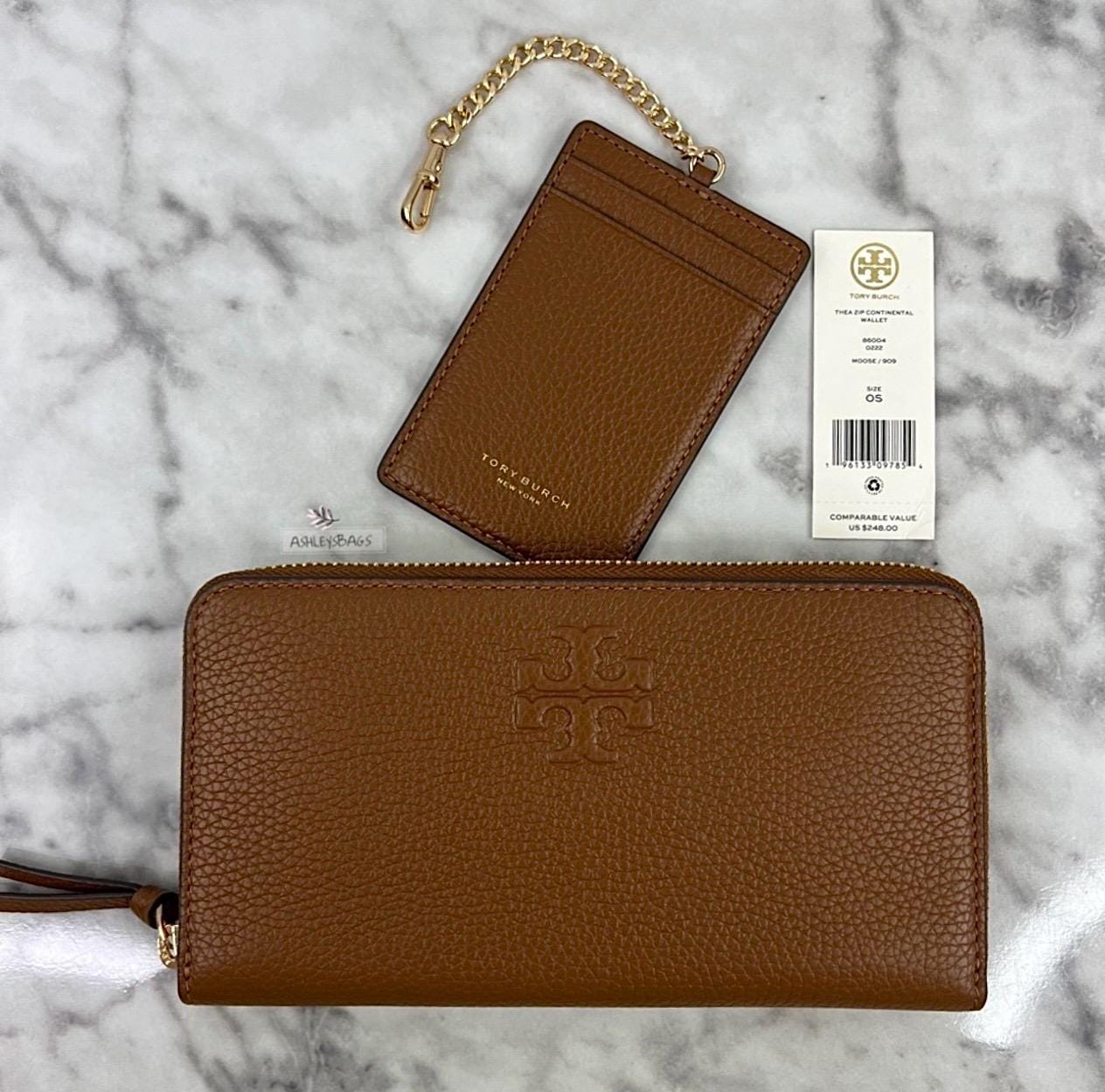 Tory Burch Large Thea Zip Continental Wallet ID Holder Case in Moose Brown Etsy