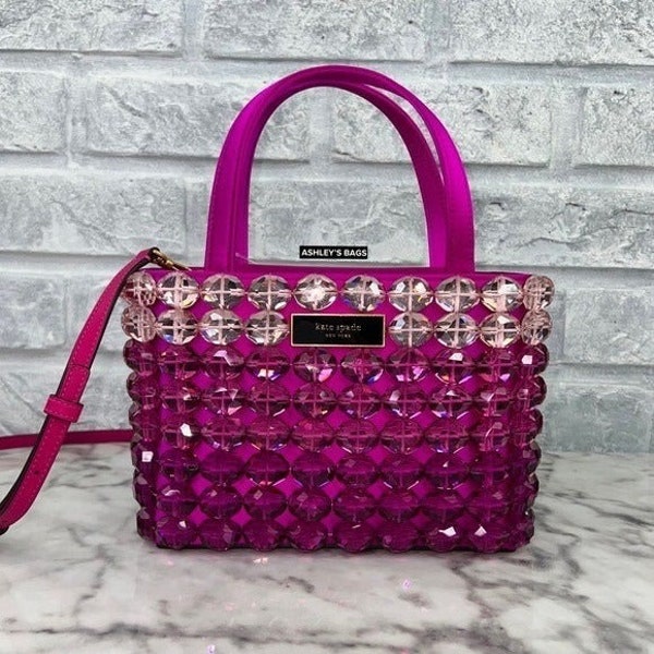 Kate Spade Sam Icon Candy Beaded Satin Small Crossbody Tote In Pink Multi