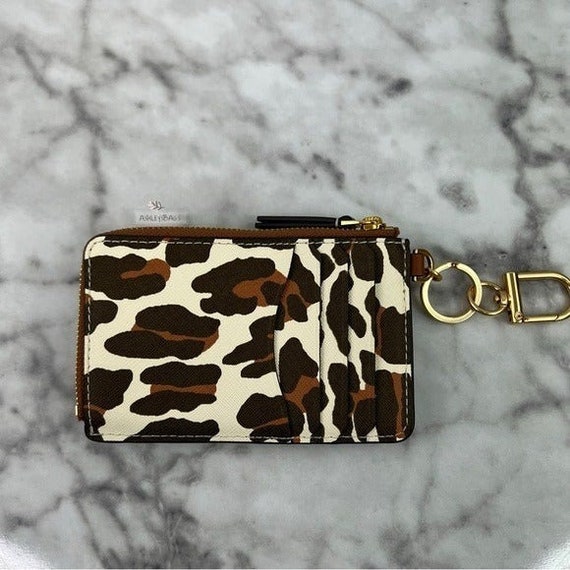 Tory Burch Emerson Printed Zip Card Case Wallet in Leopard Print
